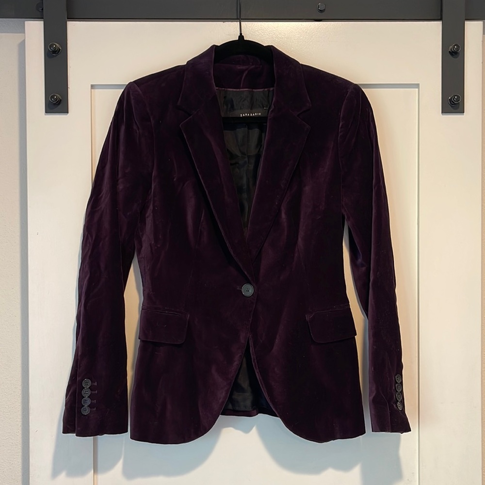 Zara Purple Velvet Blazer